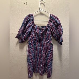 Elegant Plaid Short Sleeve Dress